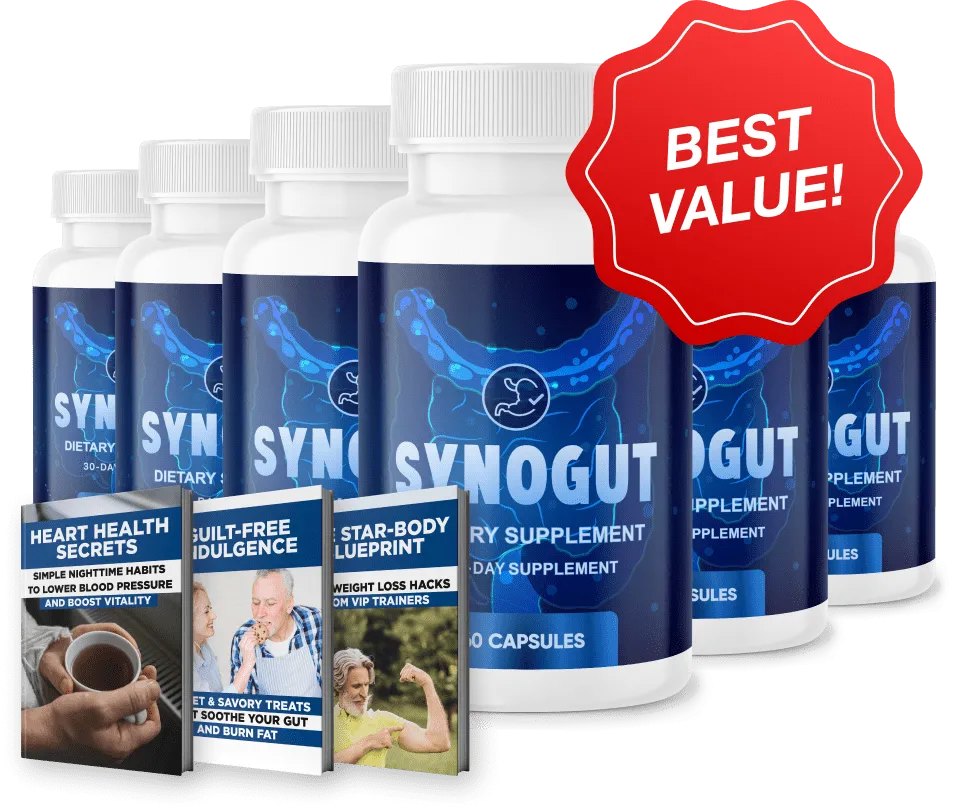 SynoGut six bottle best value package with bonus ebooks